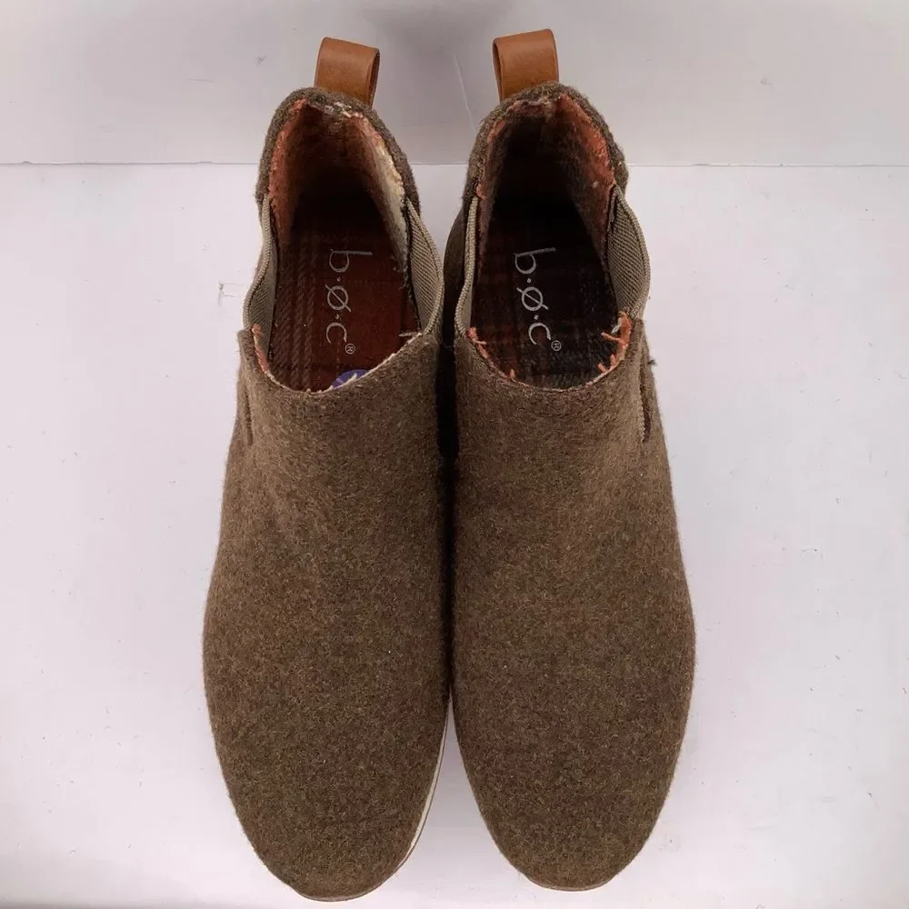 New B.O.C Kara Brown Textile Pull On Women's Chelsea Ankle Booties Sz 8.5M